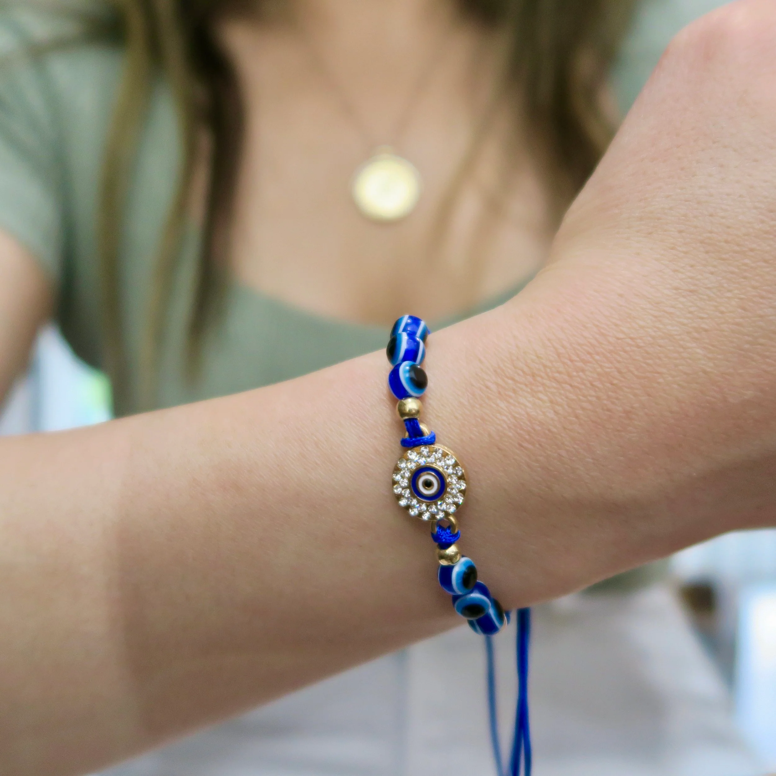 Evil Eye String Bracelet - Gold - Image 12