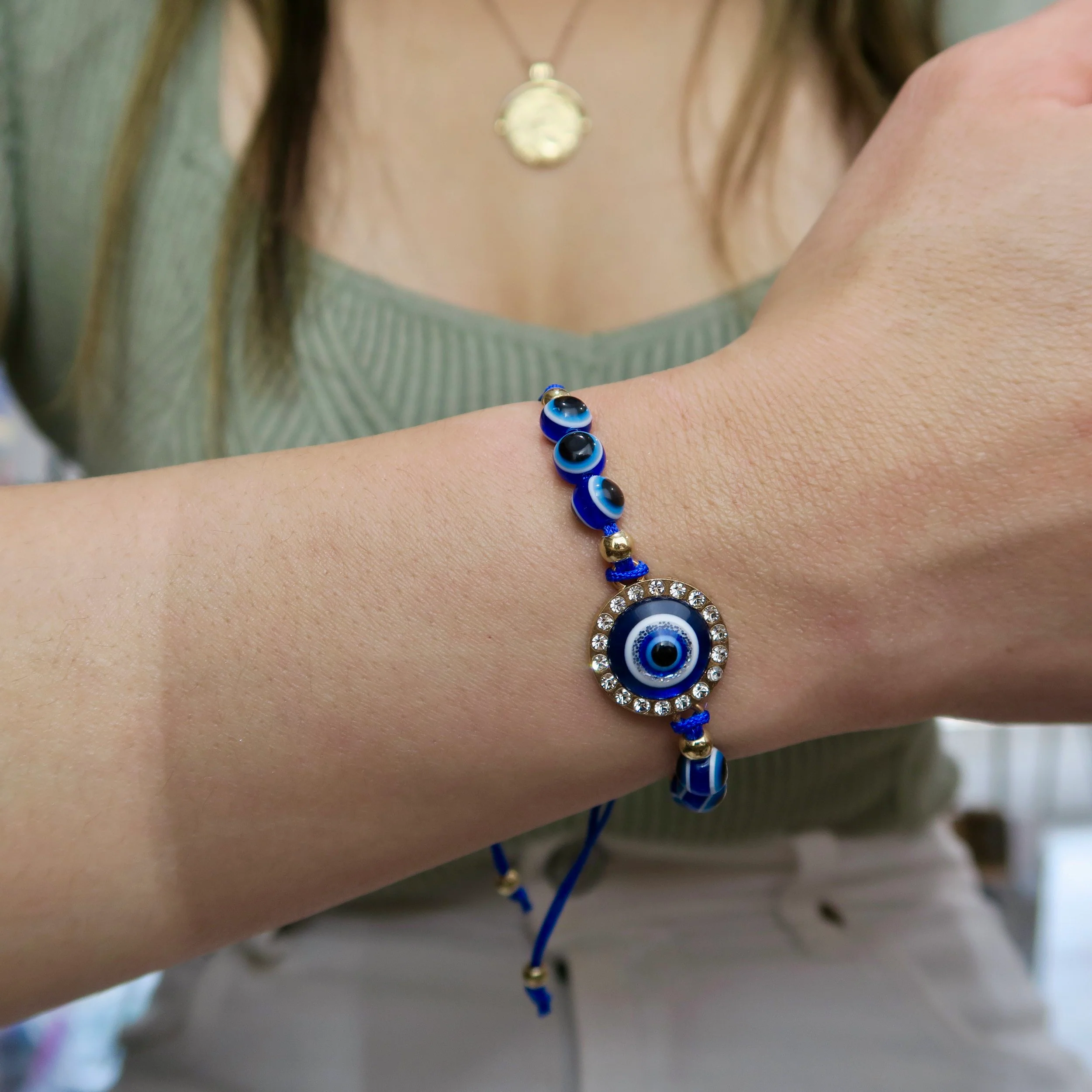 Evil Eye String Bracelet - Gold - Image 13