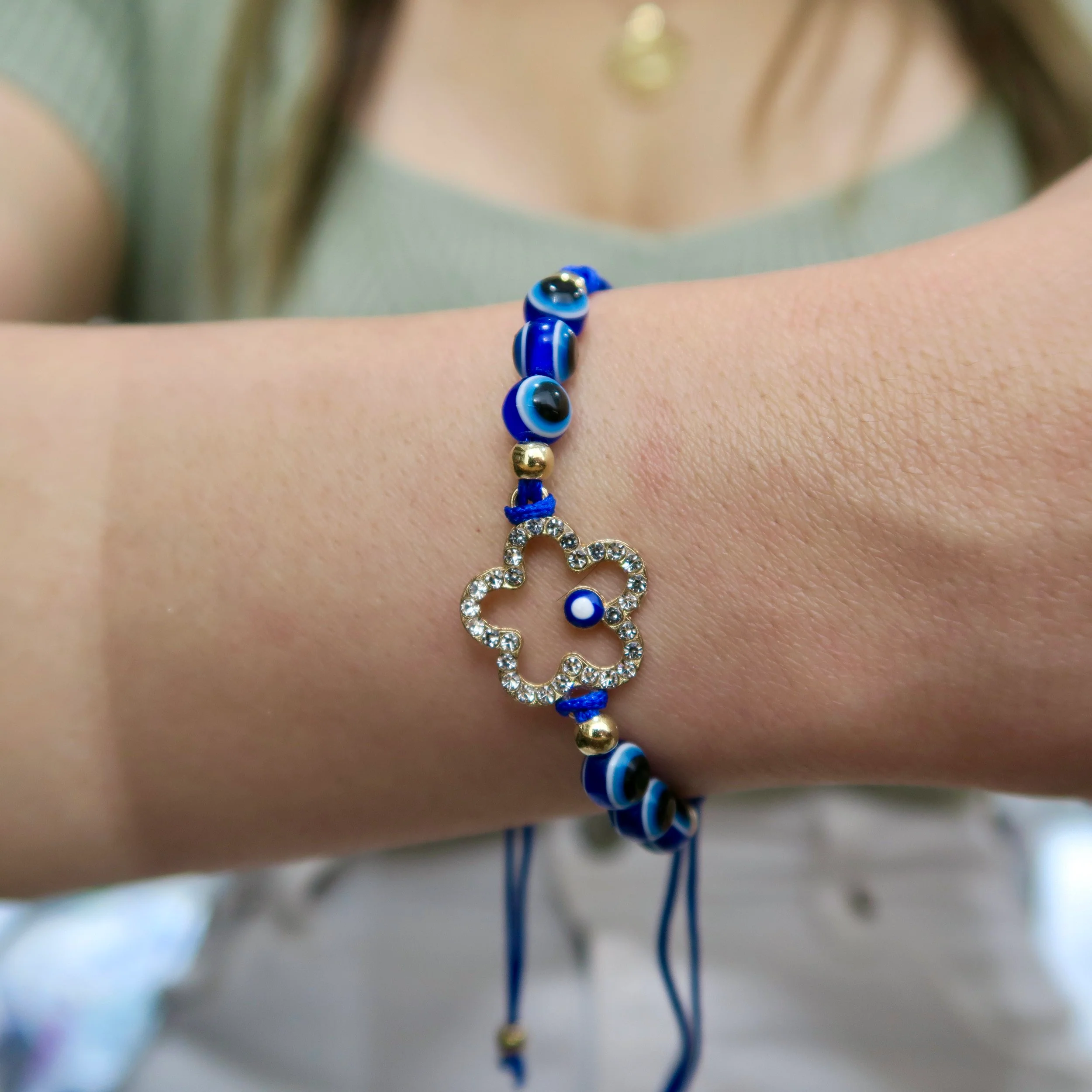 Evil Eye String Bracelet - Gold - Image 16