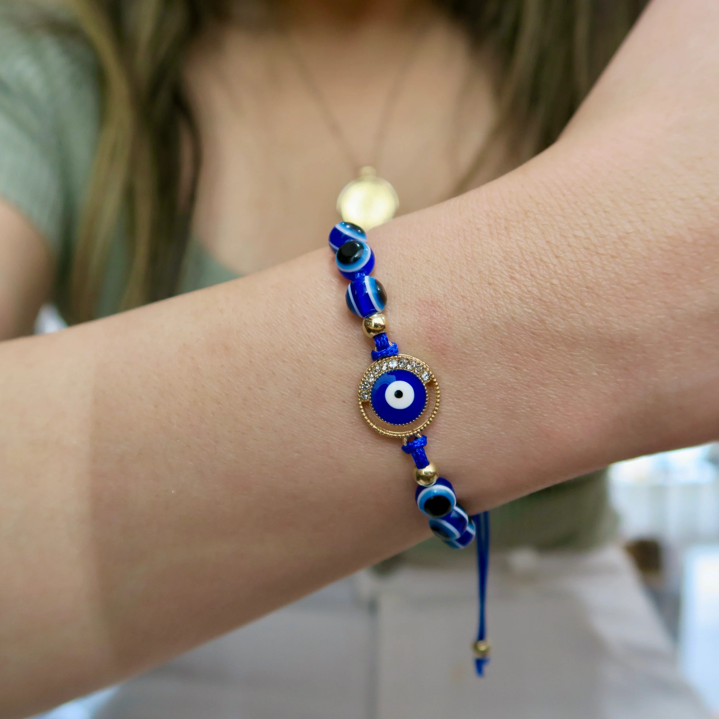 Evil Eye String Bracelet - Gold - Image 17