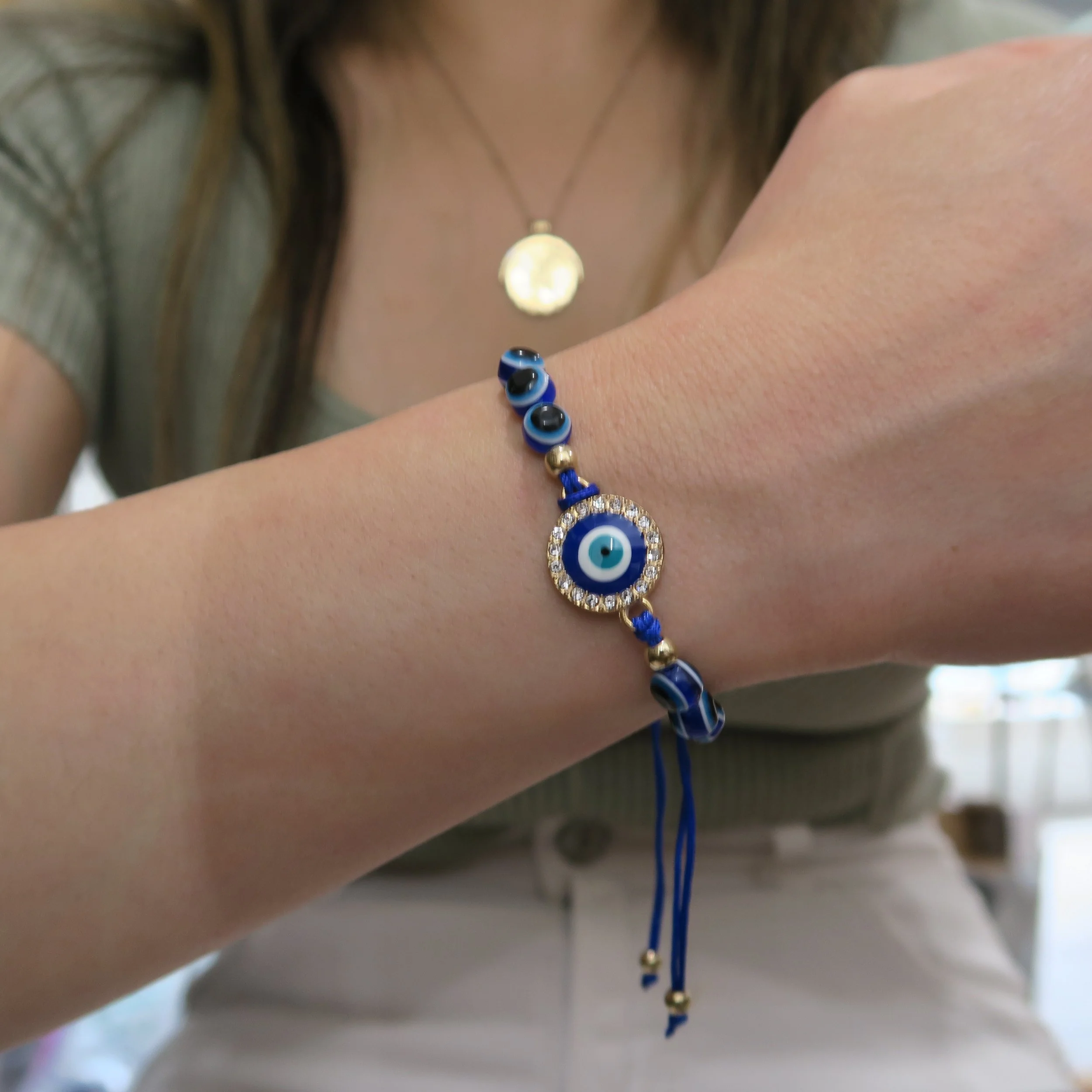 Evil Eye String Bracelet - Gold - Image 18
