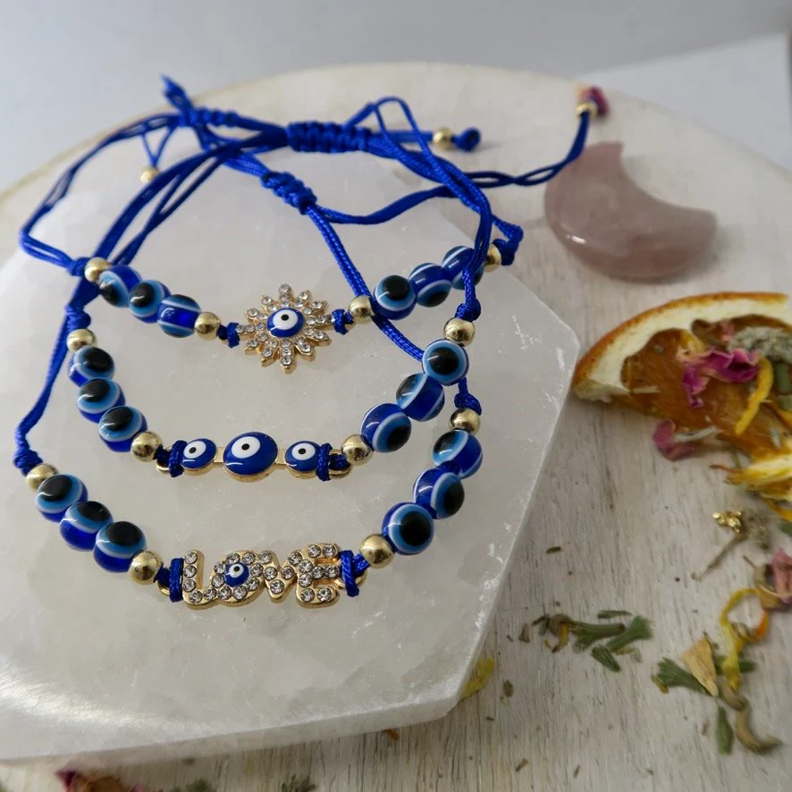 Evil Eye String Bracelet - Gold - Image 7