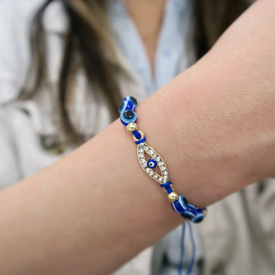 Evil Eye String Bracelet - Gold - Image 8