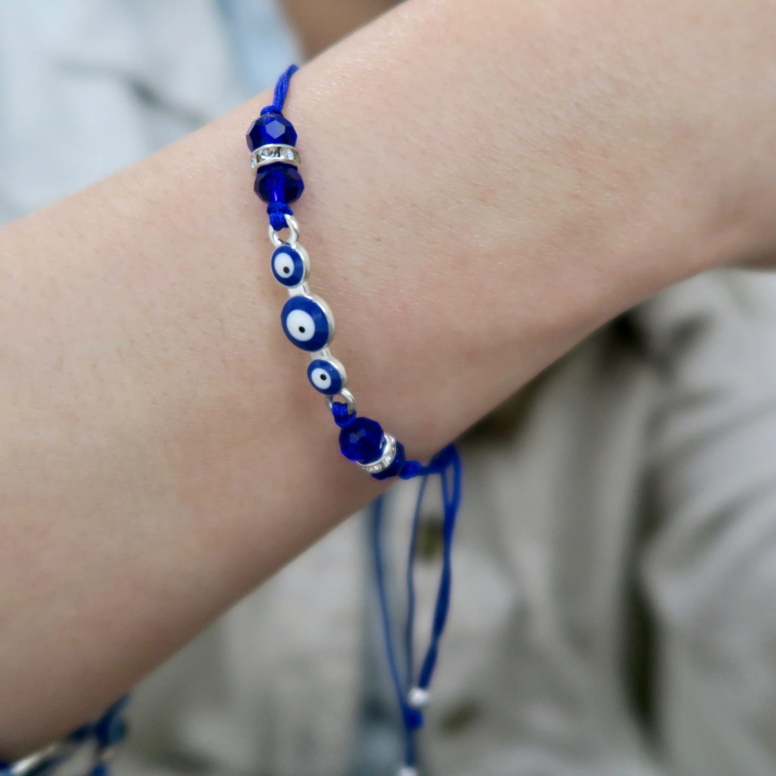 Evil Eye String Bracelet - Silver - Image 10