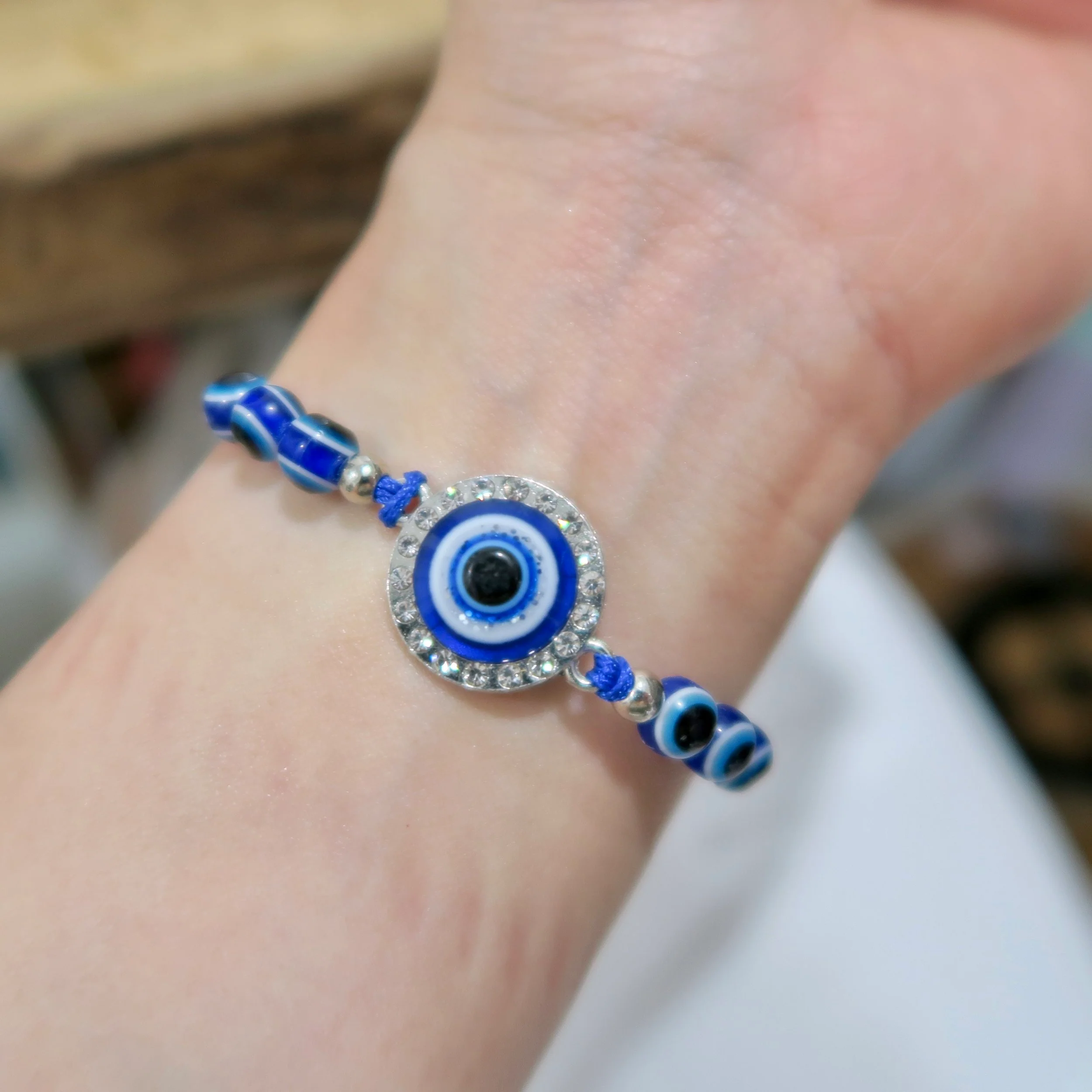Evil Eye String Bracelet - Silver - Image 11