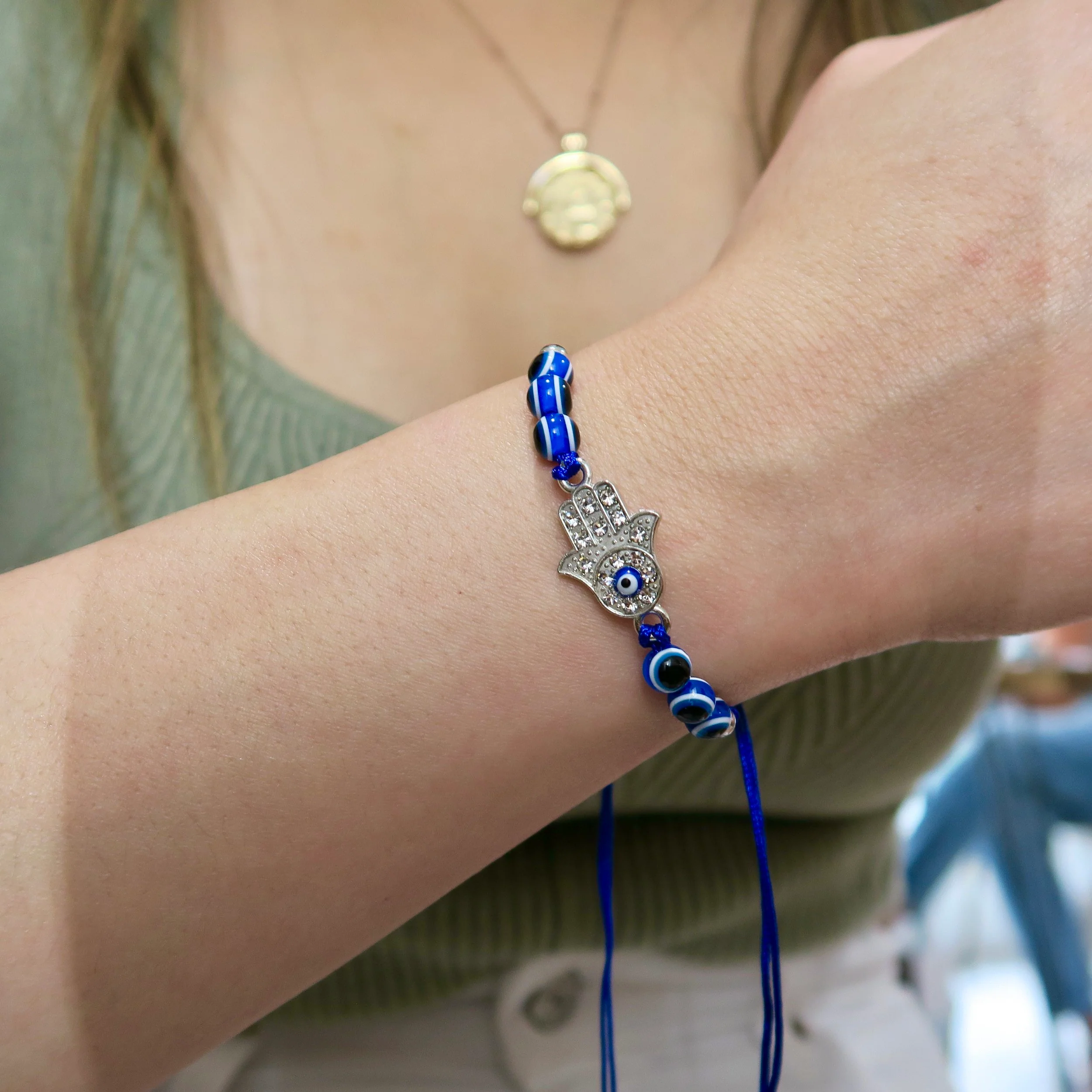 Evil Eye String Bracelet - Silver - Image 15