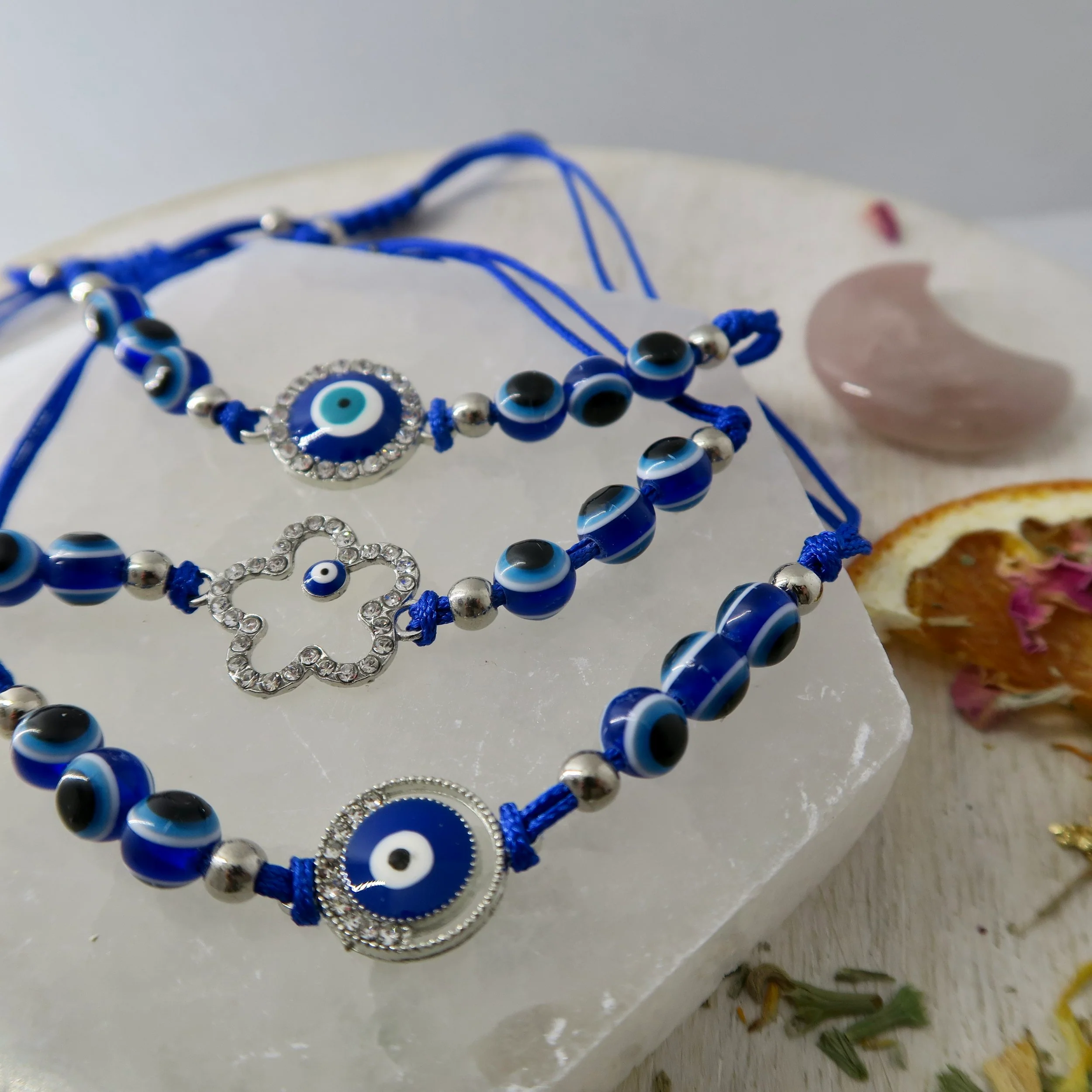 Evil Eye String Bracelet - Silver - Image 3