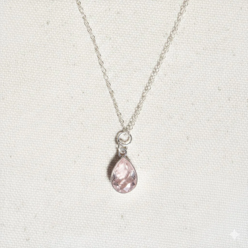 Faceted Gemstone Teardrop Necklace - Silver - Image 12