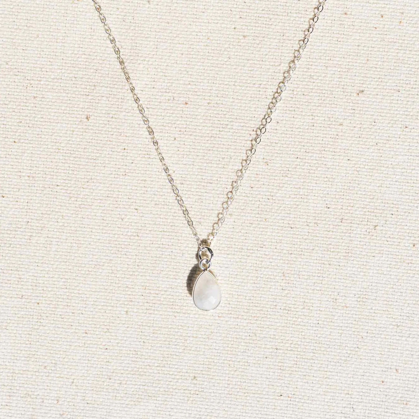 Faceted Gemstone Teardrop Necklace - Silver - Image 3