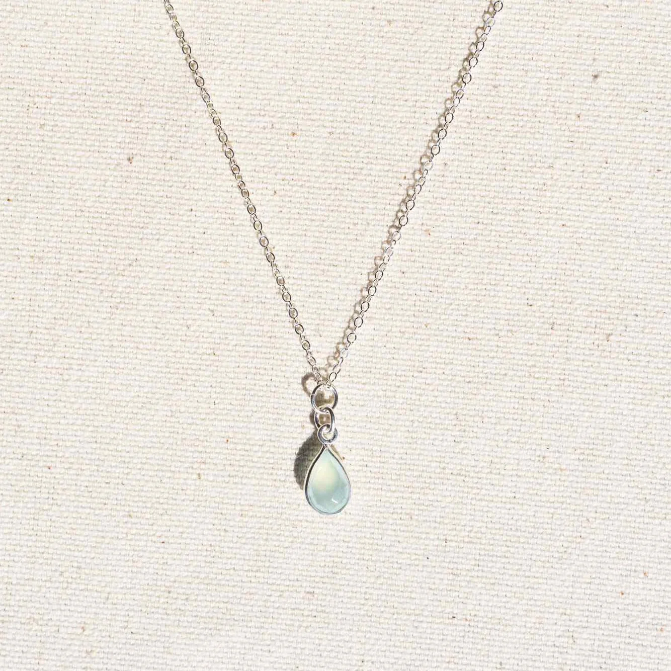 Faceted Gemstone Teardrop Necklace - Silver - Image 4