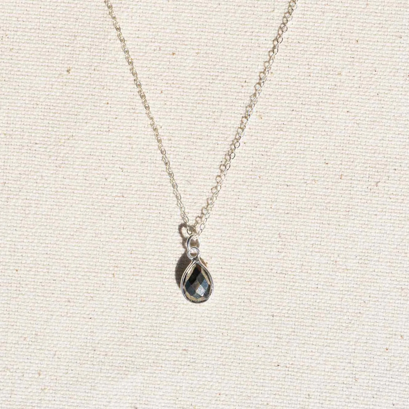 Faceted Gemstone Teardrop Necklace - Silver - Image 7
