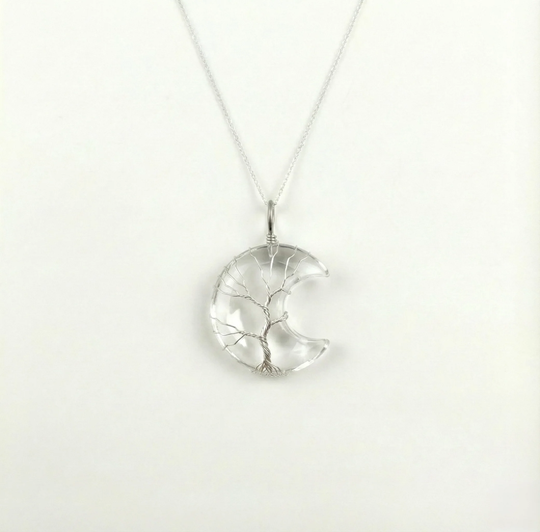 Tree of Life Crescent Moon Necklace - Silver - Image 12