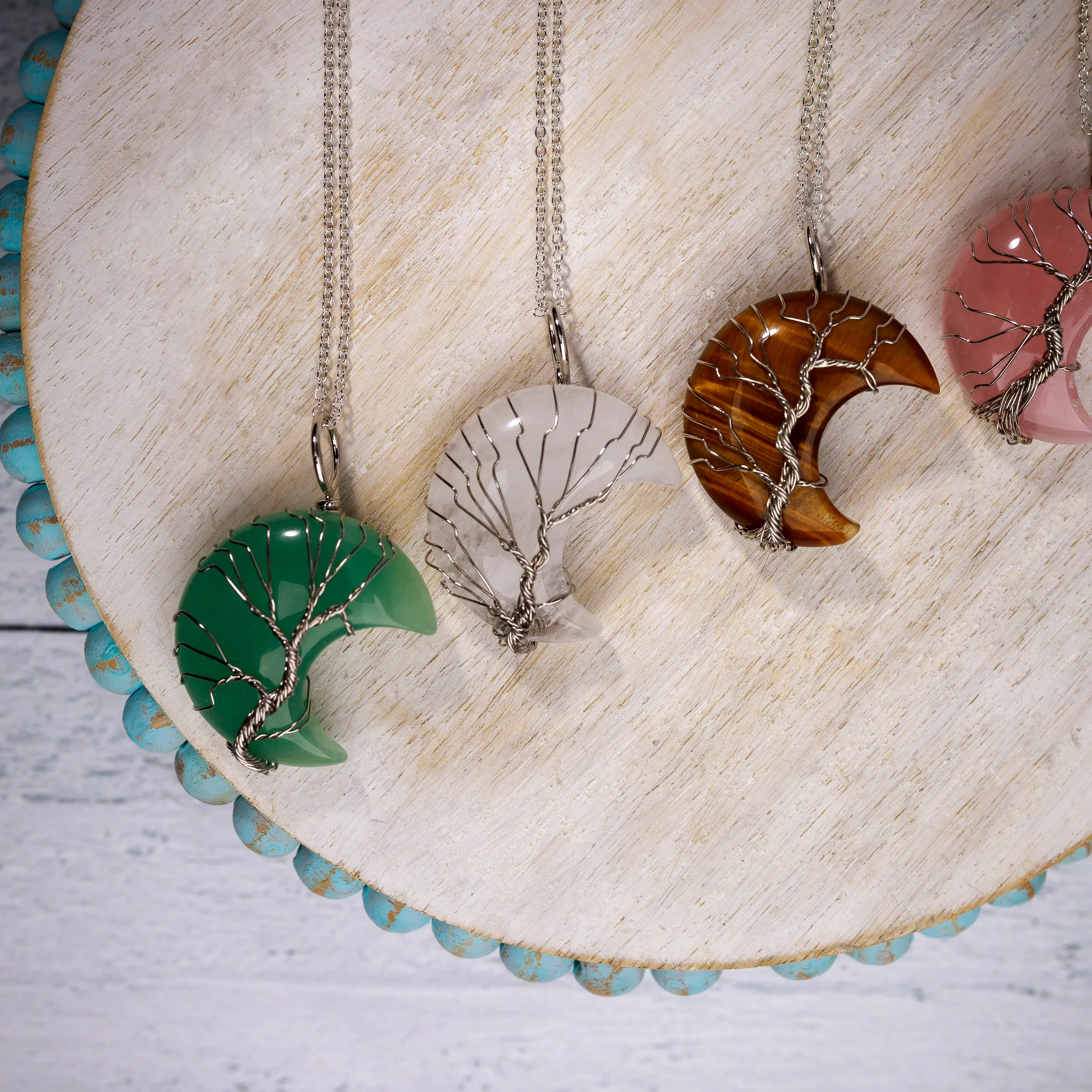 Tree of Life Crescent Moon Necklace - Silver - Image 3