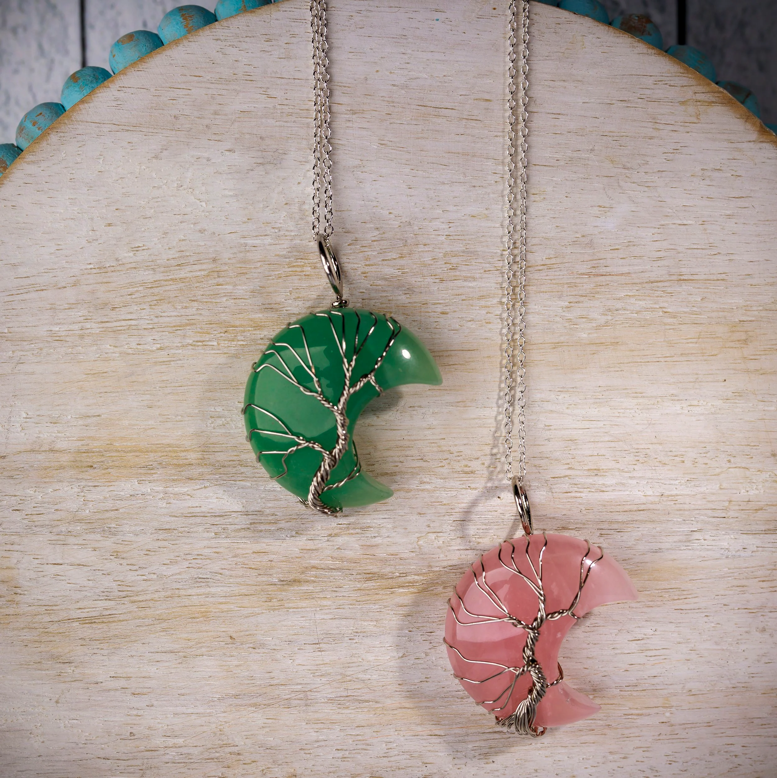 Tree of Life Crescent Moon Necklace - Silver - Image 4