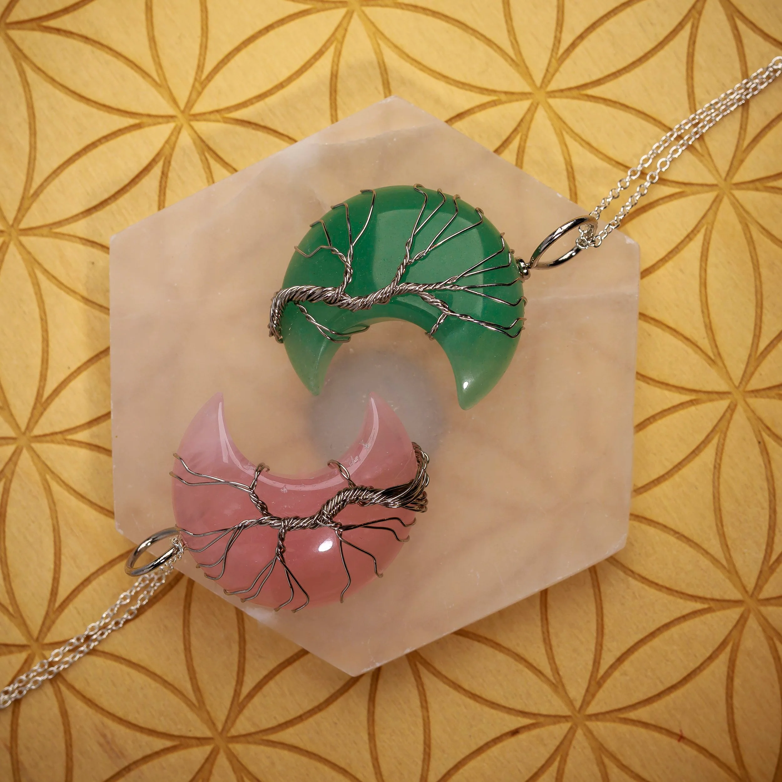 Tree of Life Crescent Moon Necklace - Silver - Image 6