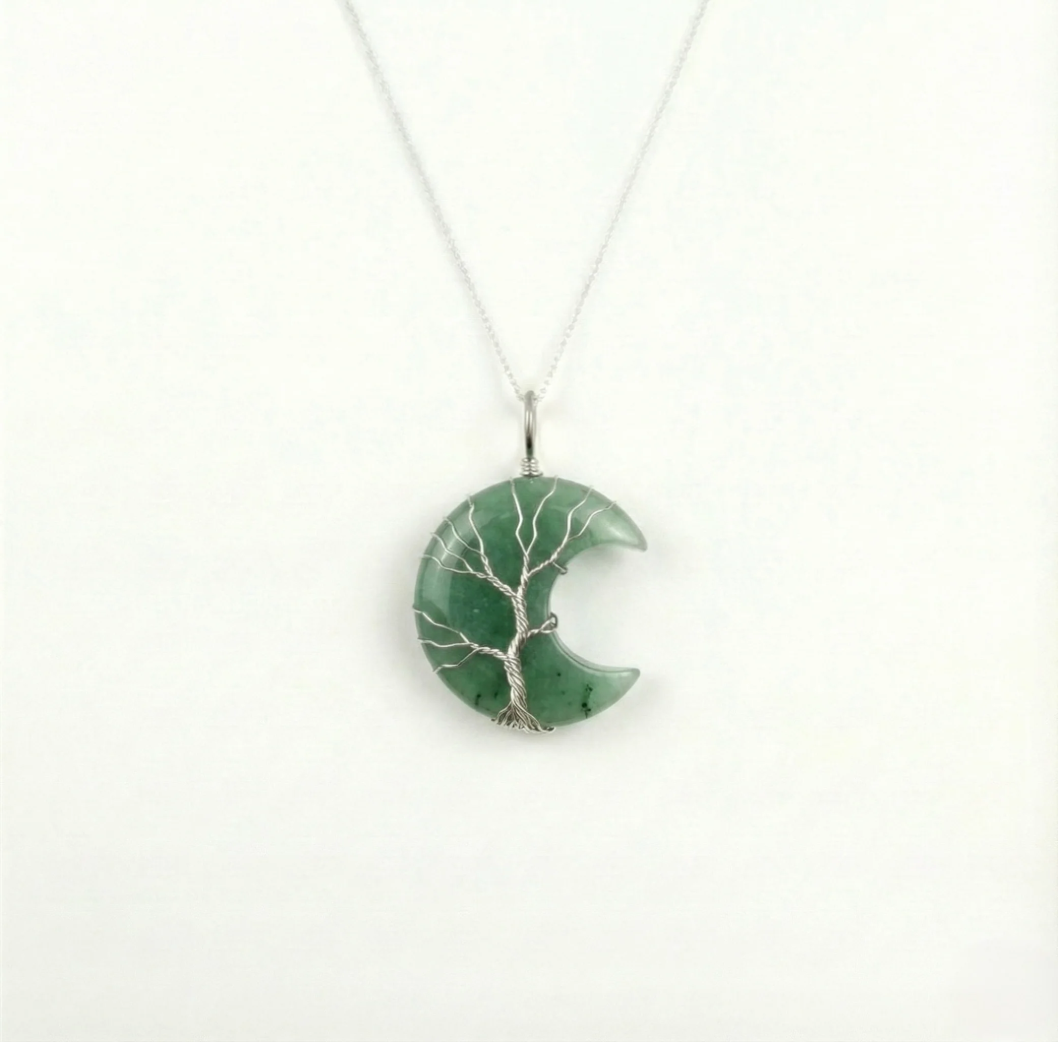 Tree of Life Crescent Moon Necklace - Silver - Image 9